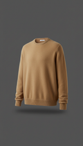 Merino wool crewneck sweater, perfectly centered horizontally and vertically with equal negative space above and below,...
